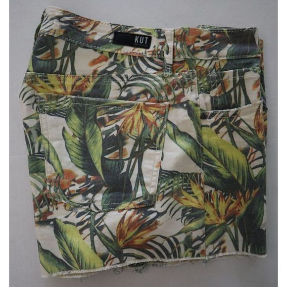 KUT From The Kloth Women Sz 6 Tropical Blossom Jane High Rise Cut Off Shorts $79 - Picture 5 of 5